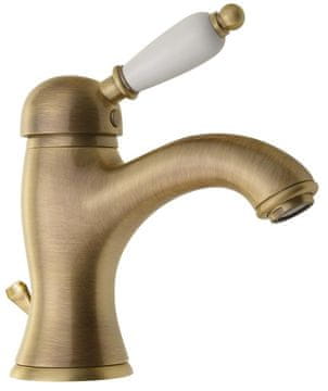 SAPHO KIRKÉ WHITE Retro Stalak Mješalica s Odvodom, Bijela Ručica, Brončana Boja