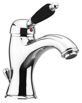 SAPHO KIRKÉ BLACK stojeća umivaonska slavina s ispustom, crna ručica, kromirana završna obrada