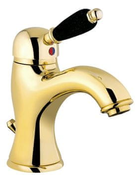 SAPHO KIRKÉ BLACK slavina za umivaonik s crnom ručkom, zlatna završna obrada