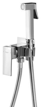AQUALINE Podžbukna bide slavina s Stop tušom, kvadratna, krom, crijevo 1,2m