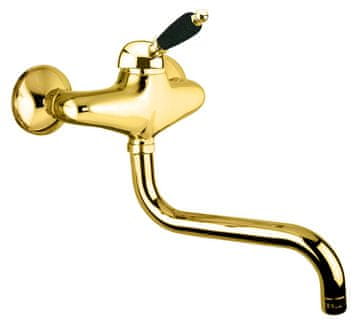 SAPHO KIRKÉ BLACK zidna slavina, crna ručica, zlatna završna obrada