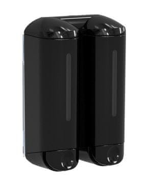 SAPHO Dvostruki Džepni Dozator Za Sapun, 2x250ml, Crni Plastični Dispenzer