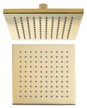 SAPHO Kvadratna Zlatna Tuš Glava SAPHO 195mm, Mosazna s AntiCalc i PVD Zaštitom