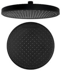 SAPHO Matirana crna kružna tuš glava, silikonske mlaznice, 255mm, protukamenac