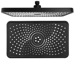SAPHO Matirana crna kvadratna tuš-glava, silikonske mlaznice, 300x180mm, AntiCalc tehn.