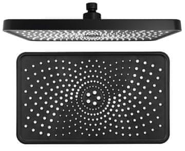 SAPHO Matirana crna kvadratna tuš-glava, silikonske mlaznice, 300x180mm, AntiCalc tehn.