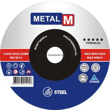 Metal M brusni disk 125x6,4x22,23 T27, 25 komada