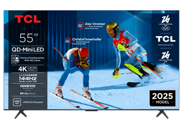 TCL 55C61K TV, 4K QD-Mini LED, Google TV, 144Hz, Onkyo zvuk s Dolby Atmos