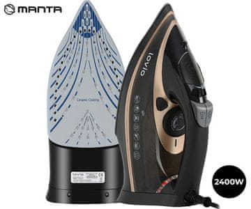 Manta Lovio LVSA001 glačalo na paru, 380 ml, keramička podnica, 2400 W, crno (Premium Black)