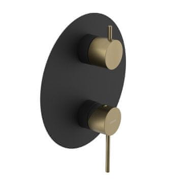 SAPHO ULTRAMIX tuš baterija podžbukna, 2 izlaza, rotacijski prekidač, mat crna/zlatna