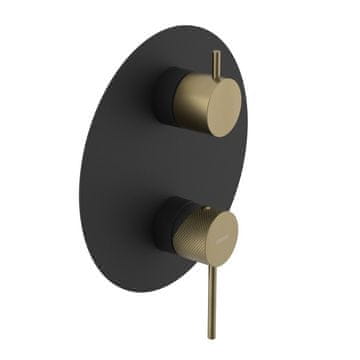 SAPHO ULTRASAN Ugradna tuš miješalica, 2 izlaza, rotirajući prekidač, mat crna/zlatna