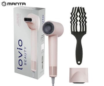 Manta Lovio LVHD001 AirFlow sušilo za kosu, 4 načina rada, 2 brzine, 1600 W, roza (Blush Pink) + pribor