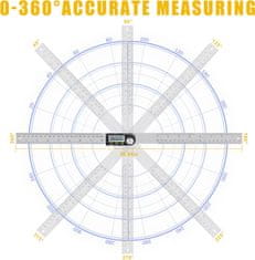 Netscroll Digitalno kutno ravnilo s zaslonom za precizno mjerenje u kućnim i profesionalnim projektima, 360°, Ruler