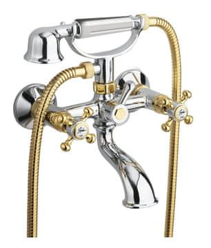 SAPHO ANTEA Zidna Retro Slavina za Kadu, Krom/Zlato, 210mm, SAPHO Serija, Mosaz, Jamstvo 6 Godina