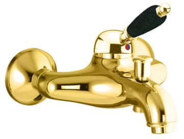 SAPHO KIRKÉ BLACK Zidna Zlatna Slavina s Crnom Ručkom Retro Dizajn