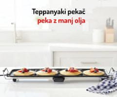 Alpina Teppanyaki električna ploča za roštilj, 87x23 cm, podesiva temperatura, 1800 W, crna
