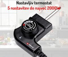 Alpina Teppanyaki električna ploča za roštilj, 87x23 cm, podesiva temperatura, 1800 W, crna