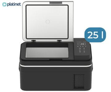 Platinet PCCR25 prijenosni kompresorski hladnjak, 12V/24V/230V, do -20°C, 623x378x325mm, 25L, crno-siva