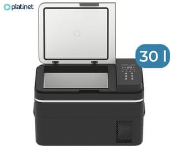 Platinet PCCR30 prijenosni kompresorski hladnjak, 12V/24V/230V, do -20°C, 623x378x370mm, 30L, crno-siva