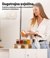 Deco Haus Četvrtaste posudice za začine s etiketama za začine – set od 10 komada – set posudica za začine s drvenim poklopcem, set staklenki za pohranu vaših začina, spremnici za začine – Spice jars