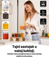 Deco Haus Četvrtaste posudice za začine s etiketama za začine – set od 10 komada – set posudica za začine s drvenim poklopcem, set staklenki za pohranu vaših začina, spremnici za začine – Spice jars