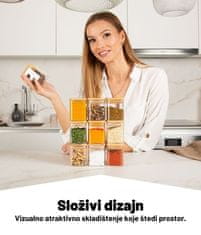 Deco Haus Četvrtaste posudice za začine s etiketama za začine – set od 10 komada – set posudica za začine s drvenim poklopcem, set staklenki za pohranu vaših začina, spremnici za začine – Spice jars