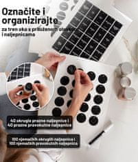 Deco Haus Komplet od 36 staklenke za začine s crnim aluminijskim poklopcima na odvrtanje – Komplet za začine s naljepnicama, lijevkom, četkom za čišćenje, olovkom –Prazne staklene posude za pohranu i dozator
