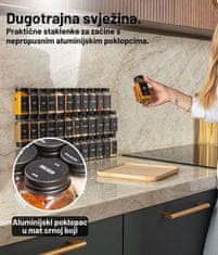 Deco Haus Komplet od 36 staklenke za začine s crnim aluminijskim poklopcima na odvrtanje – Komplet za začine s naljepnicama, lijevkom, četkom za čišćenje, olovkom –Prazne staklene posude za pohranu i dozator