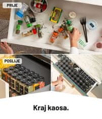 Deco Haus Komplet od 24 staklenke za začine Deco Haus s crnim poklopcem na navojne od nehrđajućog čelika - S naljepnicama, lijevkom, četkom za čišćenje, olovkom – Prazne staklene posude za pohranu i dozator