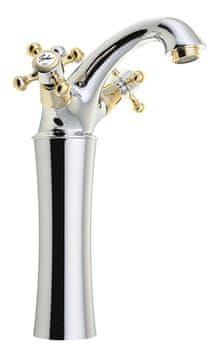 SAPHO Visoka retro slavina za umivaonik ANTEA s izlivom, 245 mm, krom/zlato