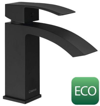 SAPHO GINKO 35 Slavina za umivaonik, ECO kartuša, mat crna, štedljiva potrošnja