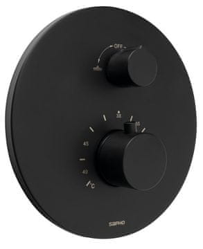 SAPHO Ugradbena termostatska crna mat mješalica za tuš, 2 izlaza, 180x180 mm