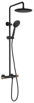 SAPHO SOLARIS termostatski tuš stup, crna/mat bakar, s funkcijama kiše i masaže