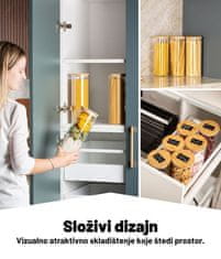 Deco Haus Komplet od 3 staklene posude za pohranu za višekratnu upotrebu s poklopcem od bambusa – Posuda za kolačiće, tjesteninu, suhu hranu, žitarice, kavu – 28,5 cm visine, 10 cm promjera