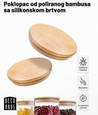 Deco Haus Komplet 8 staklenki za višekratnu upotrebu s poklopcem od bambusa – hermetičke, prikladne za perilicu posuđa i mikrovalnu pećnicu – za kekse, tjesteninu, suhu hranu, žitarice, kavu