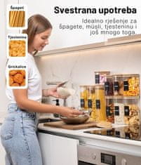 Deco Haus Komplet od 3 kvadratne staklene posude za pohranu za višekratnu upotrebu s poklopcem od bambusa – Posuda za kolačiće, tjesteninu, suhu hranu, žitarice, kavu – 28,5 cm visine, 10 cm širine