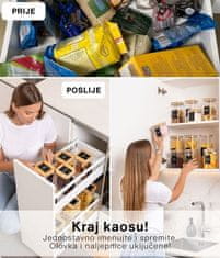 Deco Haus Komplet od 3 kvadratne staklene posude za pohranu za višekratnu upotrebu s poklopcem od bambusa – Posuda za kolačiće, tjesteninu, suhu hranu, žitarice, kavu – 28,5 cm visine, 10 cm širine