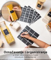 Deco Haus Komplet od 3 kvadratne staklene posude za pohranu za višekratnu upotrebu s poklopcem od bambusa – Posuda za kolačiće, tjesteninu, suhu hranu, žitarice, kavu – 28,5 cm visine, 10 cm širine