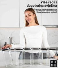 Deco Haus Komplet od 6 staklenih posuda za pohranu za višekratnu upotrebu s poklopcem od nehrđajućeg čelika – Posuda za kolačiće, tjesteninu, suhu hranu, žitarice, kavu – 20 cm visine, 10 cm širine