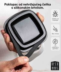 Deco Haus Komplet od 6 staklenih posuda za pohranu za višekratnu upotrebu s poklopcem od nehrđajućeg čelika – Posuda za kolačiće, tjesteninu, suhu hranu, žitarice, kavu – 20 cm visine, 10 cm širine