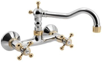 SAPHO ANTEA Zidna Mješalica, Retro Dizajn, Krom/Zlato, Otočno Rameno
