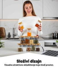 Deco Haus Komplet od 12 staklene posude za pohranu za višekratnu upotrebu s poklopcem od bambusa – Posuda za kolačiće, tjesteninu, suhu hranu, žitarice, kavu – 10,7 cm visine, 6 cm promjera