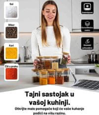Deco Haus Komplet od 12 staklene posude za pohranu za višekratnu upotrebu s poklopcem od bambusa – Posuda za kolačiće, tjesteninu, suhu hranu, žitarice, kavu – 10,7 cm visine, 6 cm promjera
