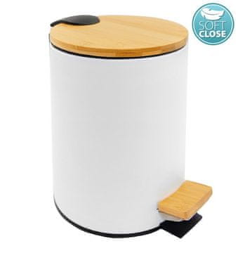 AQUALINE BAMBUS Prugasta Košara 5L, Tih Zatvaranje, Mat Bijela