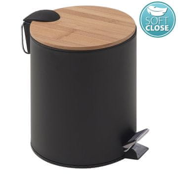 Gedy KANTA ZA OTPADKE 3L, TIHO ZATVARANJE, CRNA MAT/BAMBUS