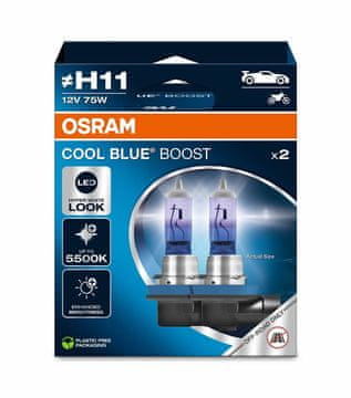Osram SET ŽARULJA HALOGEN H11 COOL BLUE BOOST 62211CBB-2HB 80W 12V PGJ19-2 2HB