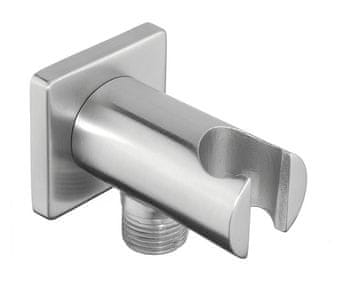 SAPHO MINIMAL fiksni držač tuša s izlazom, okrugli, nehrđajući čelik, mat