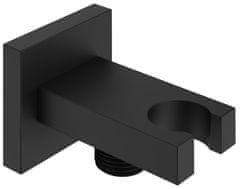 SAPHO Kvadratni fiksni držač za tuš, s izlazom, mat crna završna obrada