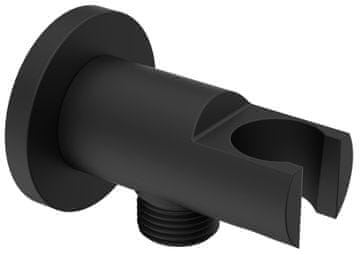 SAPHO Fiksni okrugli držač za tuš s priključkom, crna matirana završna obrada