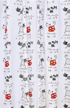 AQUALINE Vinilna tuš zavjesa 180x180 cm s motivom mačaka